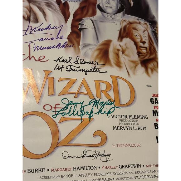 Wizard of Oz Movie Poster - Autographed by 4 Original Cast Members. - Picture 5 of 7